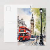 Londen waterverf kunst briefkaart (Voorkant / Achterkant)