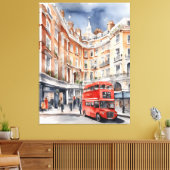 Londen waterverf kunst canvas afdruk (Insitu (Woonkamer))
