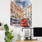 Londen waterverf kunst poster (Thuiskantoor)