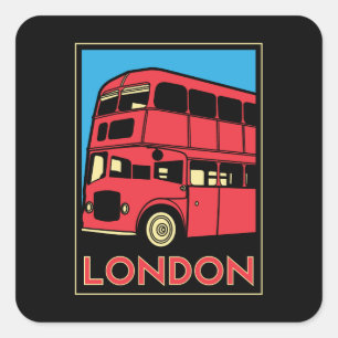 londen westminster england art deco retro poster vierkante sticker