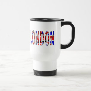 Londen Woord Met Vlag Textuur Reisbeker