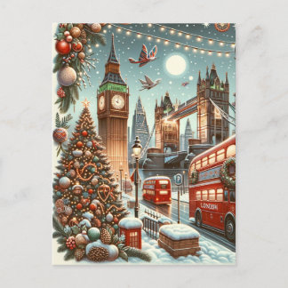 Londens Festieve Pracht - Levendige Kerstkaart Uitnodiging Briefkaart