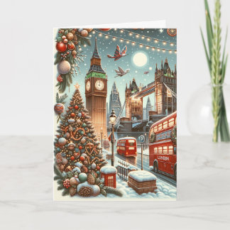 Londens Festive Pracht - Levendige Kerstkaart Feestdagen Kaart
