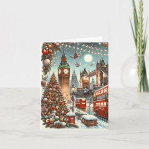 Londens Festive Pracht - Levendige Kerstkaart Kaart