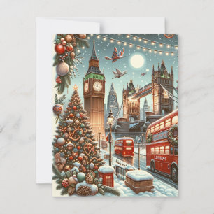 Londens Festive Pracht - Levendige Kerstkaart Kaart