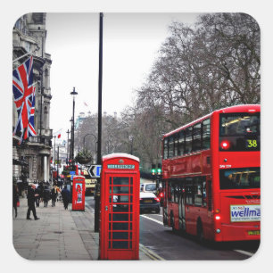 Londense cityscape vierkante sticker