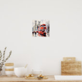 Londense iconische rode dubbeldeksbussen, (F) Poster (Keuken)