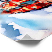 Londense iconische rode dubbeldeksbussen, (G) Poster (Hoek)