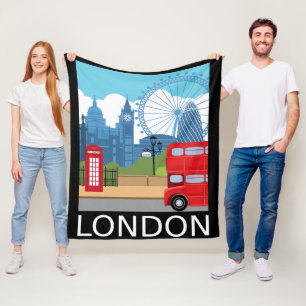 Londense illustratie STYLISH fleece blanket Deken