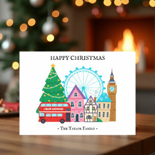 Londense kerststad scène op kerstkaart feestdagenkaart
