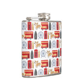 Londense pictogrammen en Corgi Collage Pattern Heupfles (Rechts)