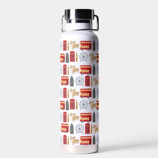 Londense pictogrammen en landmarks Pattern Waterfles (Achterkant)