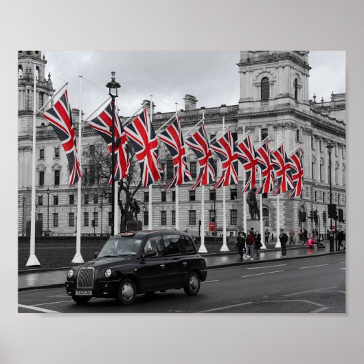 Londense scène UK grijs & rood Poster (Voorkant)