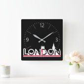 Londense silhouette en Engelse vlag Vierkante Klok (Huis)