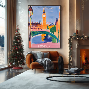 Londense skyline met iconische architectuur in fau poster
