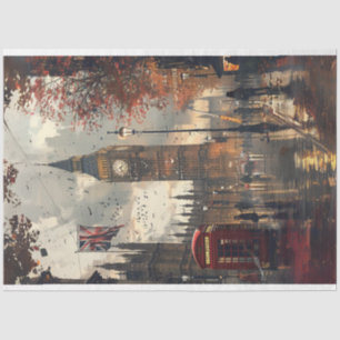 Londense straat telefooncel decoupage tissuepapier
