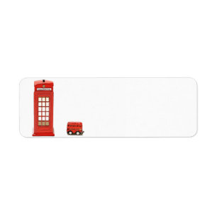 Londense telefooncel rode dubbeldeksbus etiket