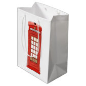 Londense telefooncel rode dubbeldeksbus medium cadeauzakje (Achterkant Gekanteld)