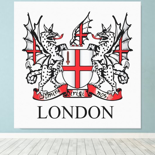 Londense wapenschild canvas afdruk (Insitu (Houten vloer))