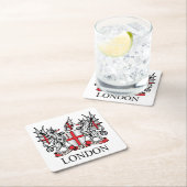 Londense wapenschild vierkante kartonnen onderzetter (Insitu)