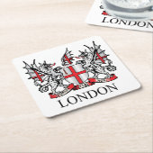 Londense wapenschild vierkante kartonnen onderzetter (Schuin)
