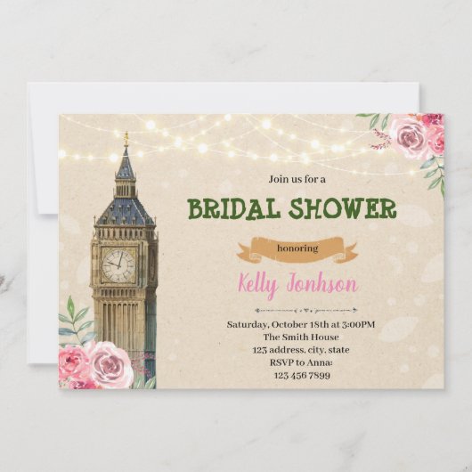 London Bachelorette Invitation Kaart (Voorkant)