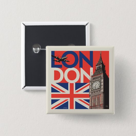 London Big Ben | Engeland Vierkante Button 5,1 Cm (Voorkant /achterkant)