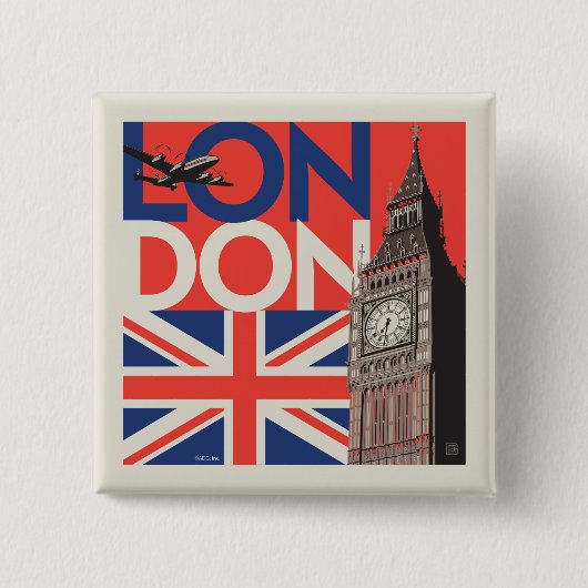London Big Ben | Engeland Vierkante Button 5,1 Cm (Voorkant)