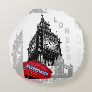 London Big Ben Red Telefoon Rond Kussen