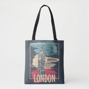 London Big Ben: Typografie Poster Draagtas