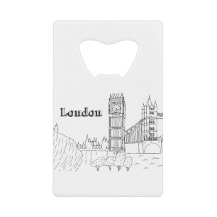 London Big Ben Vacation Tekening Vacation Art Trav Kredietkaart Flessenopener
