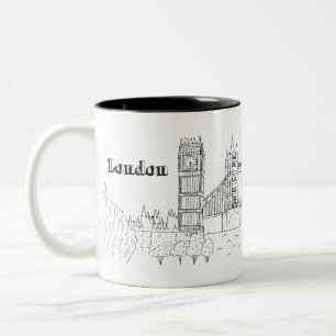 London Big Ben Vacation Tekening Vacation Art Trav Tweekleurige Koffiemok