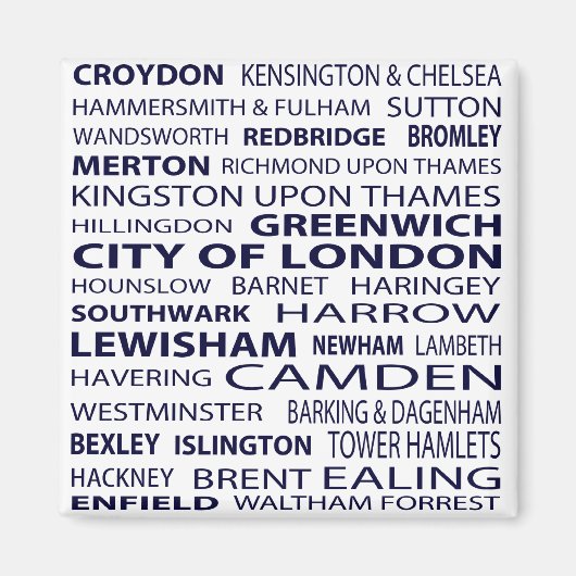 London Boroughs Magnet (blanc) (Devant)