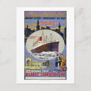 London-Boulogne New York Vintage Travel Poster Briefkaart