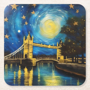 London Bridge Acrylkunst, Vierkante Kartonnen Onderzetter