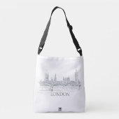 London Bridge Big Ben Pen en Ink Drawing Crossbody Tas (Achterkant)