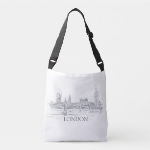 London Bridge Big Ben Pen en Ink Drawing Crossbody Tas