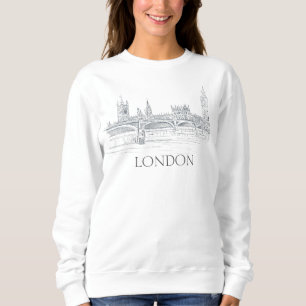 London Bridge Big Ben Skyline Pen en Ink Sketch Trui