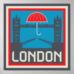 London Bridge met Umbrella Poster
