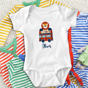 London Bus & Cute Lion Baby Persoonlijk  Romper