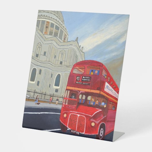 London Bus en St. Paul's Cathedral Stand Pedestal Reclamebord Met Voetstuk (Voorkant)