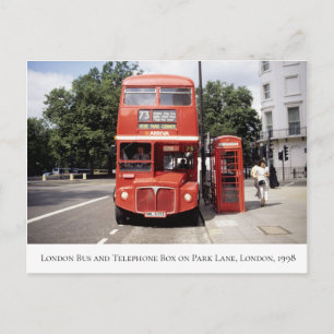 London Bus & Telephone Box Central London 1998 Briefkaart