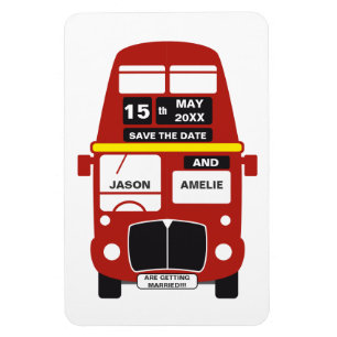 London Bus Wedding Save the Date Magneet