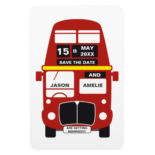 London Bus Wedding Save the Date Magneet (Verticaal)