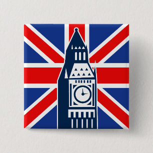 London Calling Vierkante Button 5,1 Cm