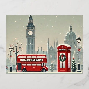 London Christmas   Big Ben & Feestelijk Londen Folie Feestdagen Briefkaart