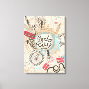 London City Doodle Art Canvas Afdruk