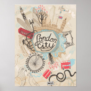 London City Doodle Art Poster