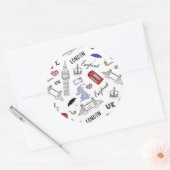 London City Doodles Pattern Ronde Sticker (Envelop)