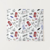 London City Doodles Pattern Wandkleed (Voorkant (horizontaal))